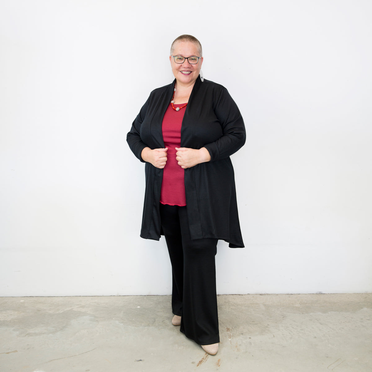 Merino Long Swing Jacket Black