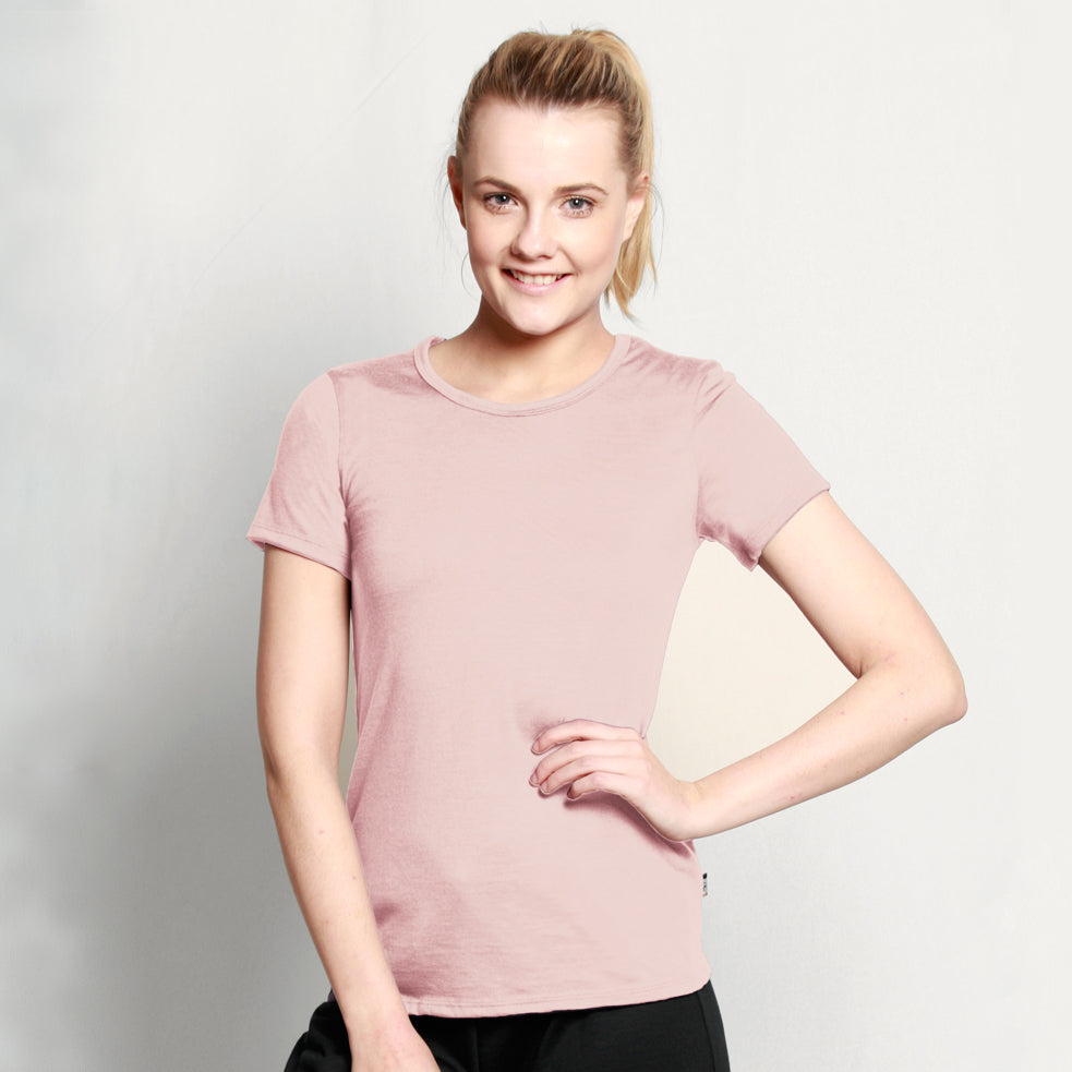 Women's Crew Neck Merino T-shirt Dusty Pink