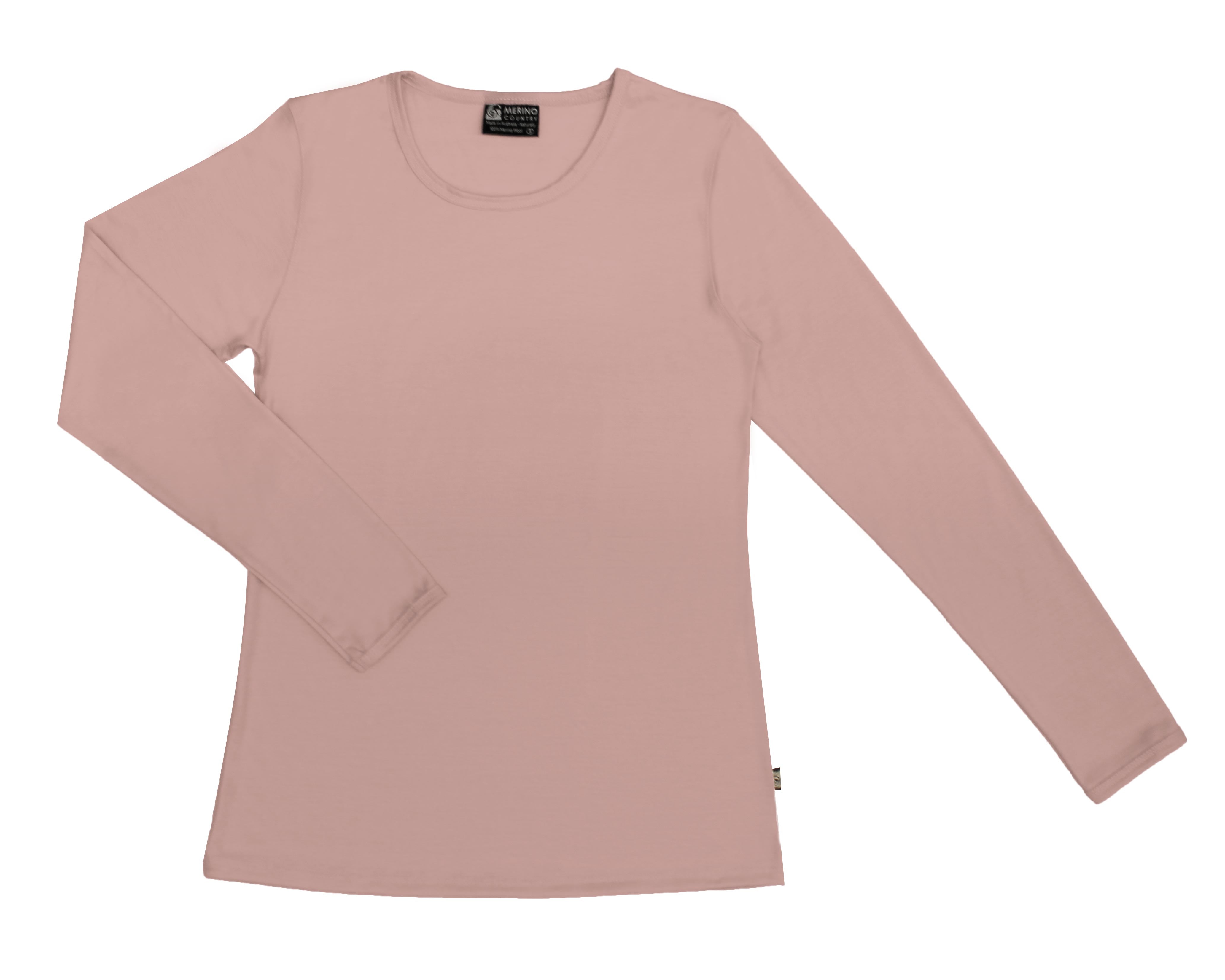 Long Sleeve Crew Merino T-Shirt Dusty Pink