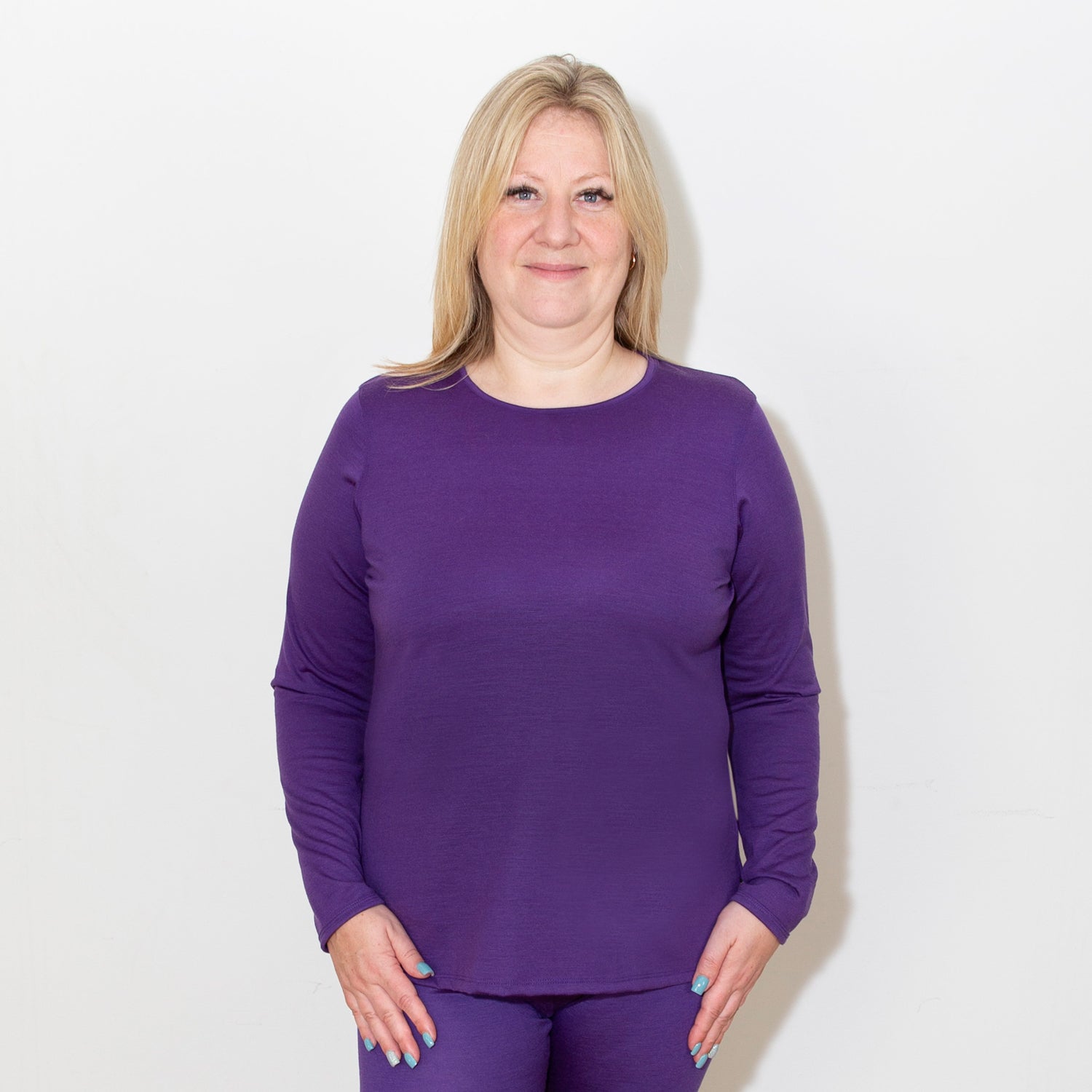 Womens Long Sleeve Merino T-shirt Purple