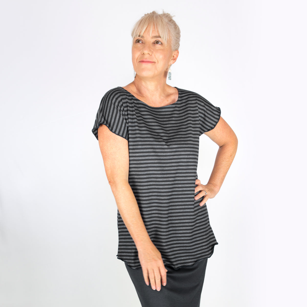 Merino Cap Sleeve Top Stripes