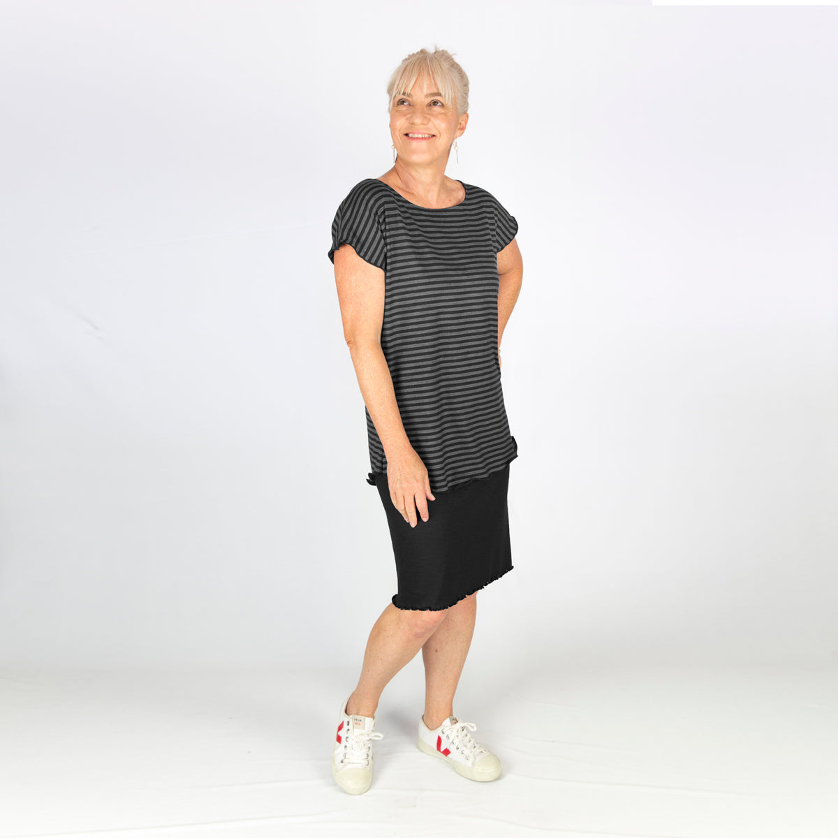 Merino Cap Sleeve Top Stripes