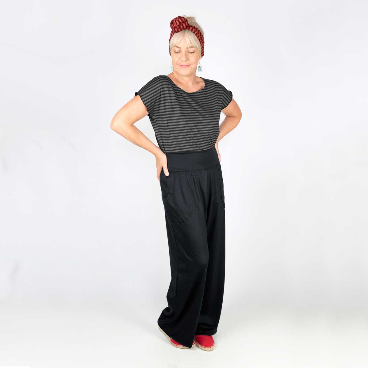 Stripe Cap Sleeve Merino T-shirt