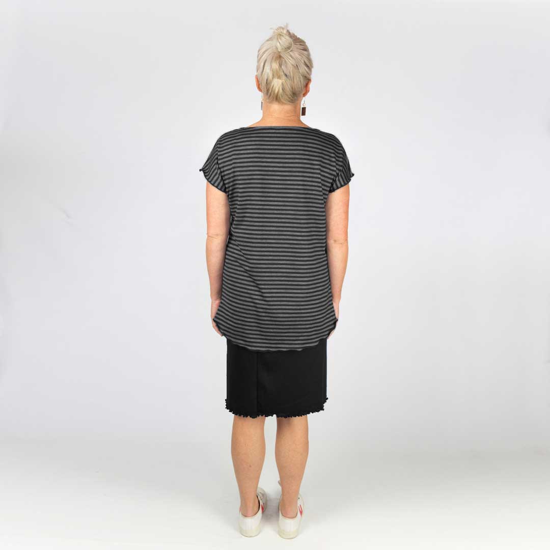 Stripe Cap Sleeve Merino T-shirt