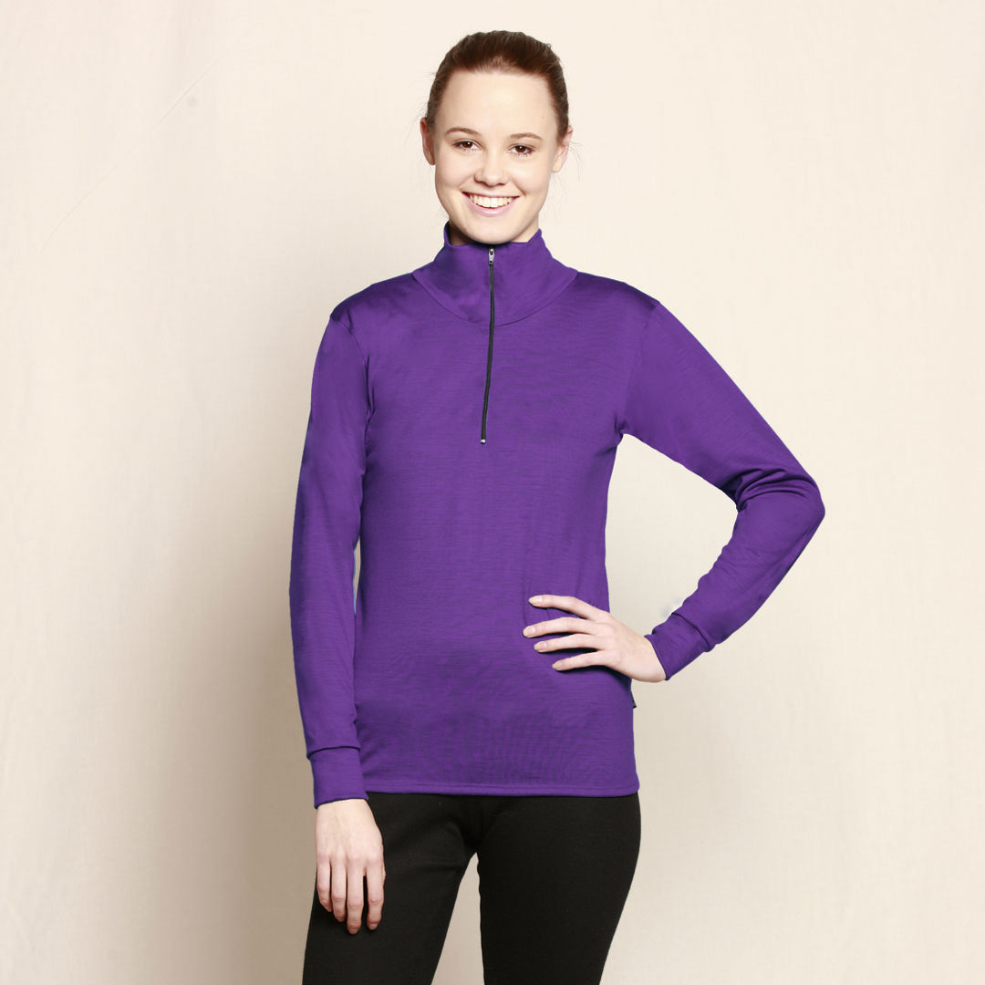 Merino Zip Top Purple
