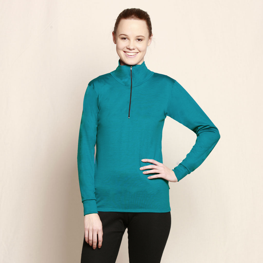 Merino Zip Top Teal