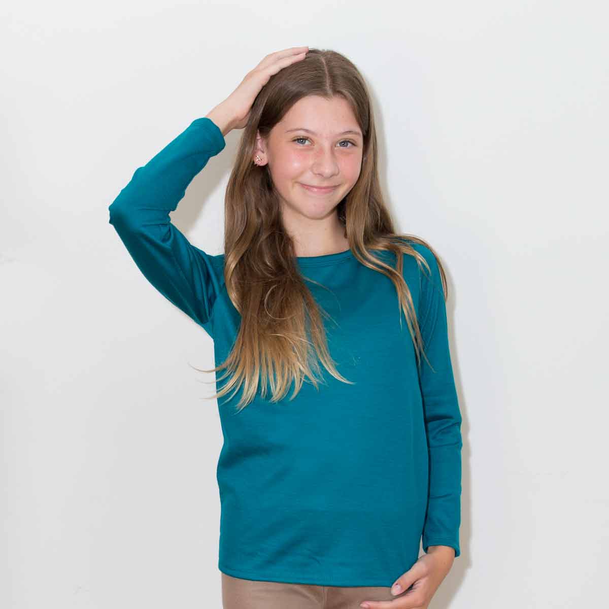 Kids lightweight Merino Long Sleeve T-Shirt Teal