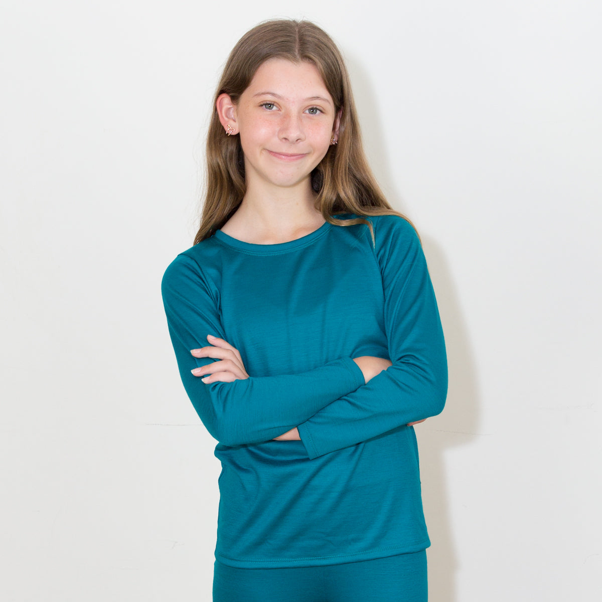 Kids lightweight Merino Long Sleeve T-Shirt teal