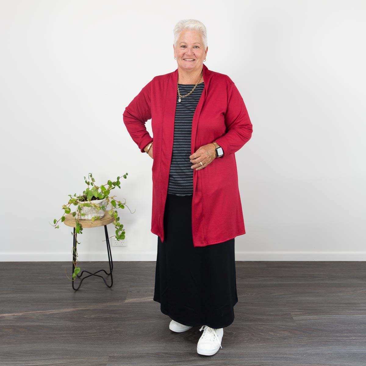 Stripe Cap Sleeve Merino T-shirt