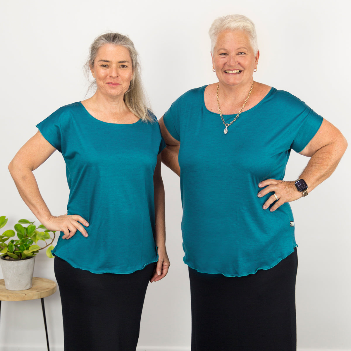 Merino Cap Sleeve Top teal