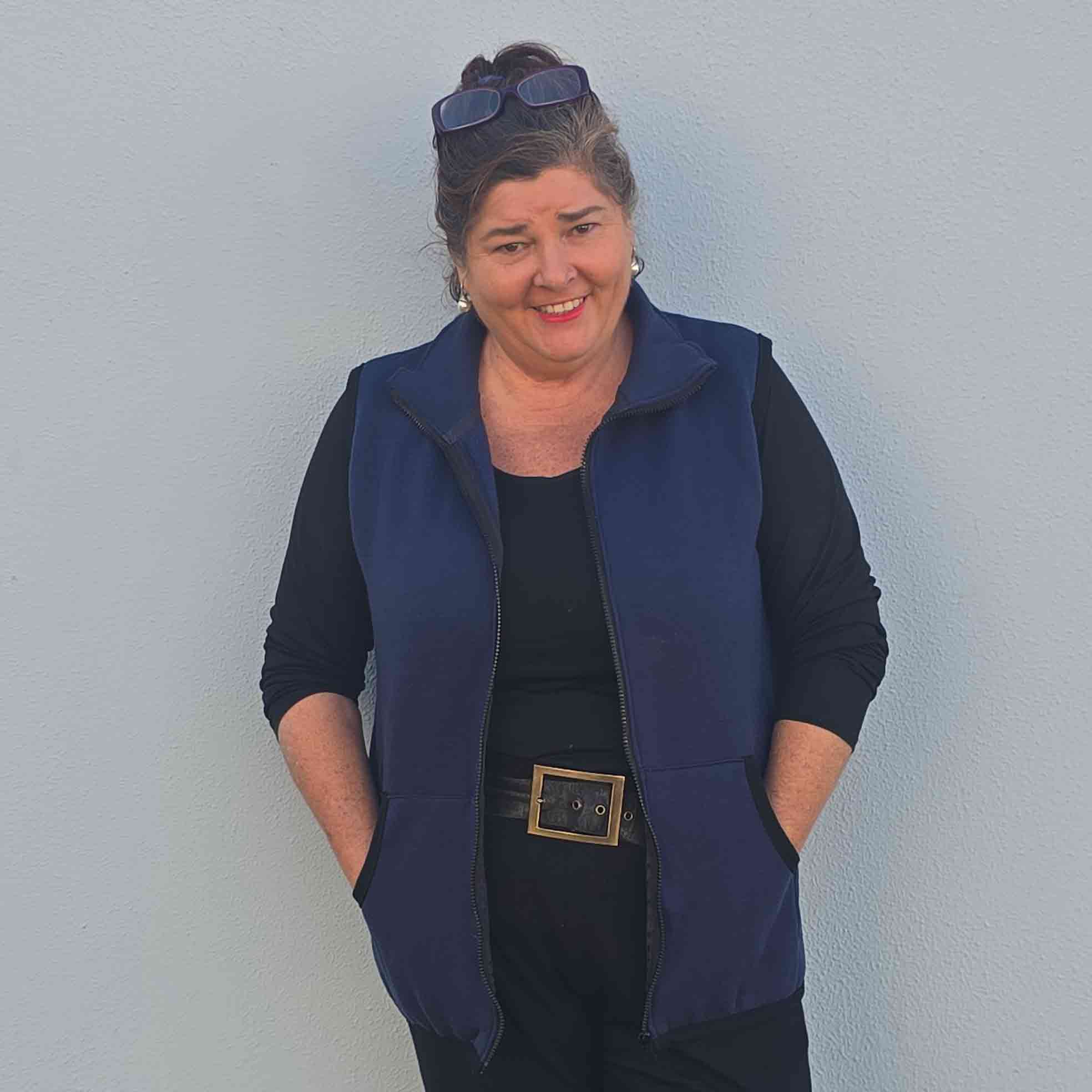 Women's Merino Fleece Vest in Navy