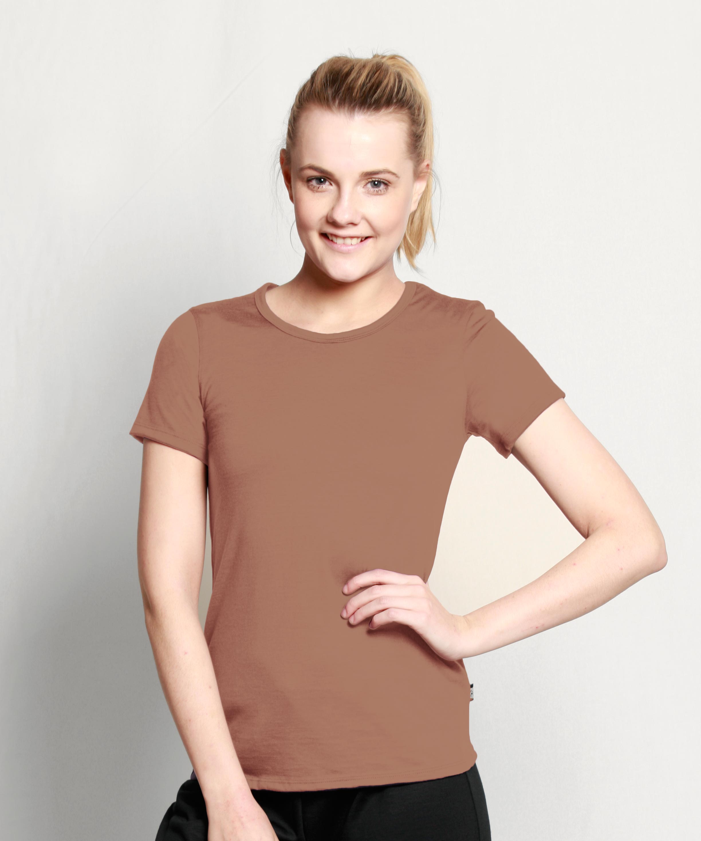 Women's Crew Neck Merino T-shirt Taupe