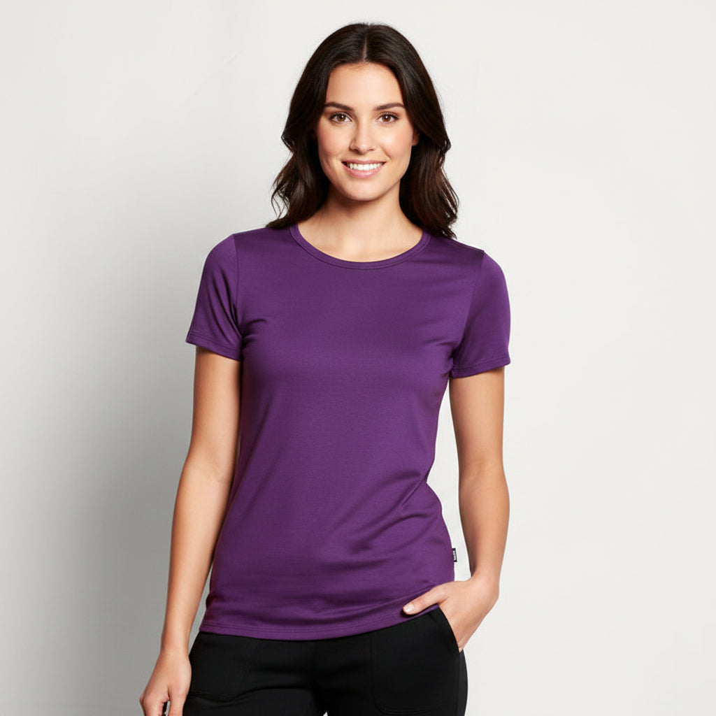 Womens Merino Crew Neck T-shirt Purple