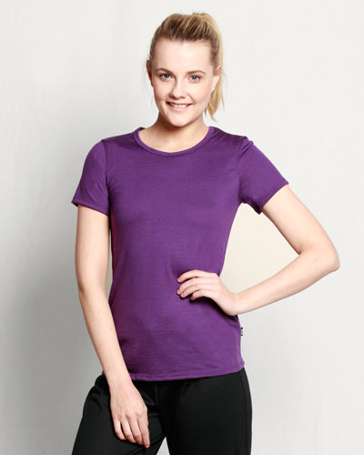 Womens Merino Crew Neck T-shirt Purple