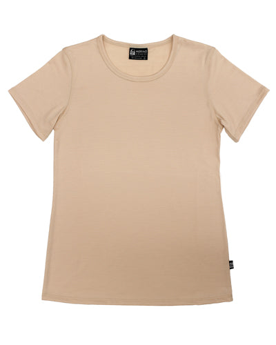 Womens Merino Crew Neck T-shirt Latte
