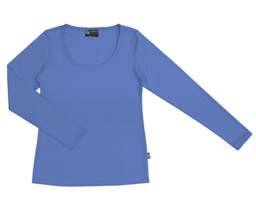 Women's Merino Scoop Neck Long Sleeve T-shirt Blue