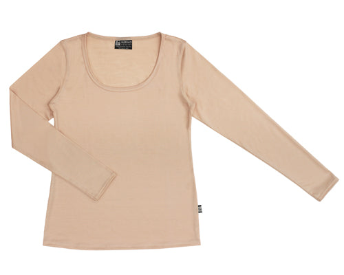 Women's Merino Scoop Neck Long Sleeve T-shirt Latte