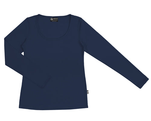 Women's Merino Scoop Neck Long Sleeve T-shirt Navy