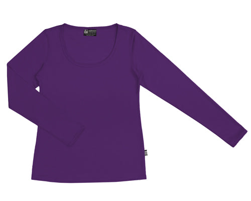 Women's Merino Scoop Neck Long Sleeve T-shirt Purple