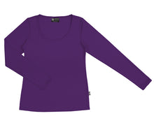 Load image into Gallery viewer, Women&#39;s Merino Scoop Neck Long Sleeve T-shirt Purple
