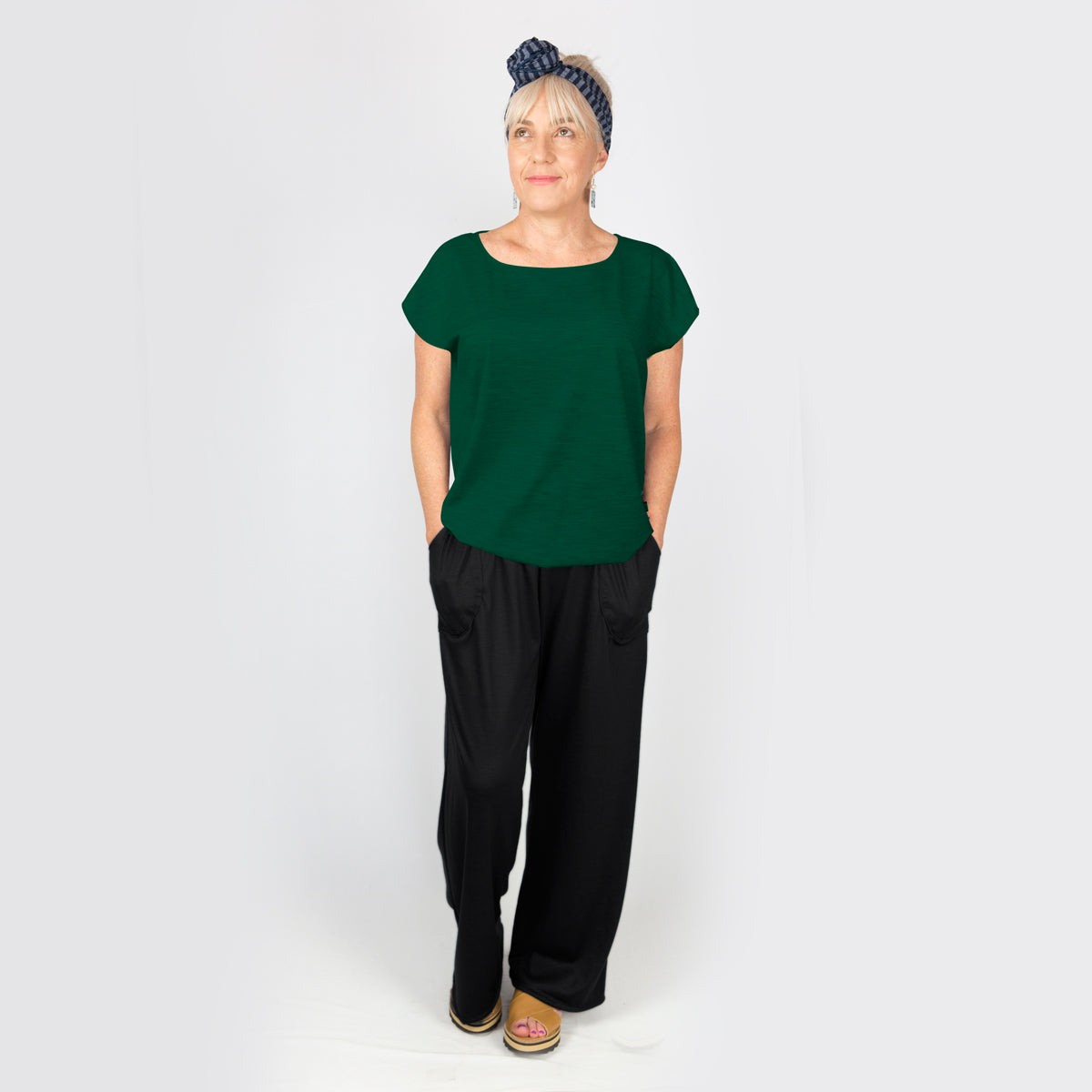 Merino Cap Sleeve Top Bottle Green
