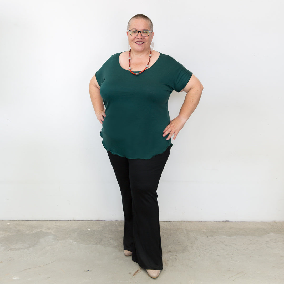 Merino Cap Sleeve Top Bottle Green