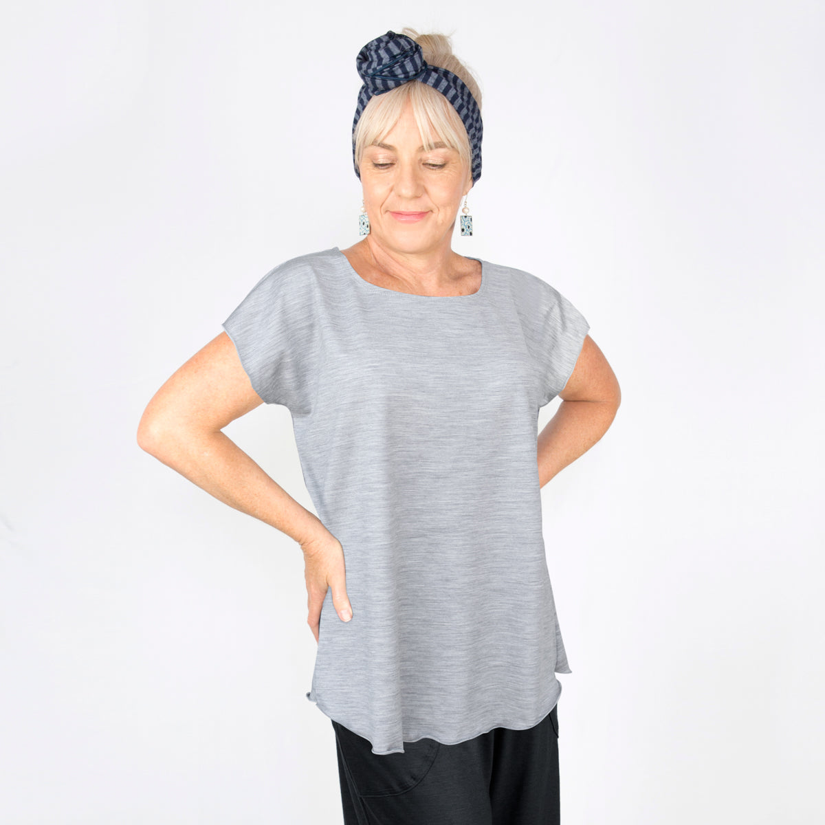 Merino Cap Sleeve Top Grey