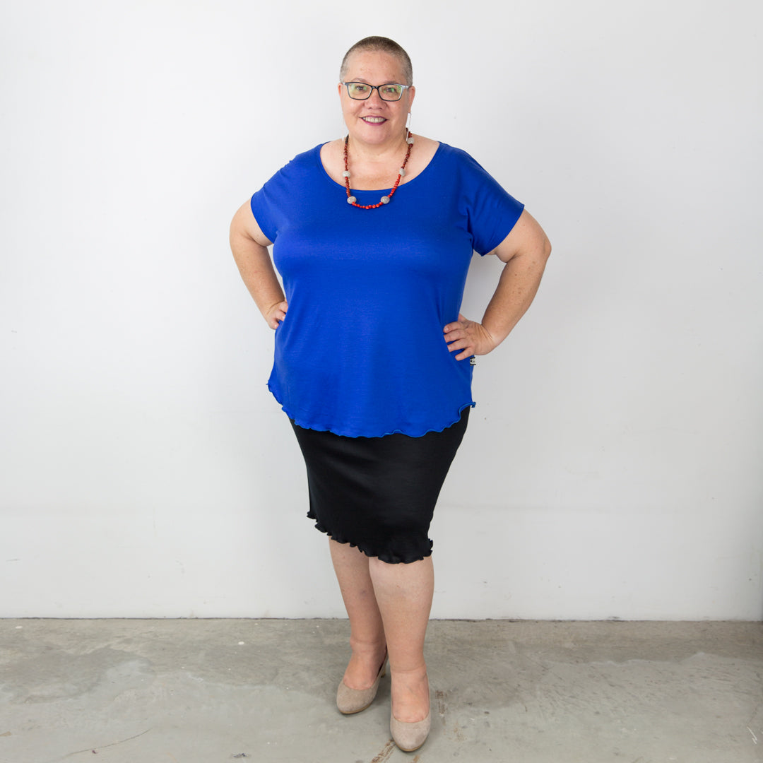 Merino Cap Sleeve Top Royal Blue