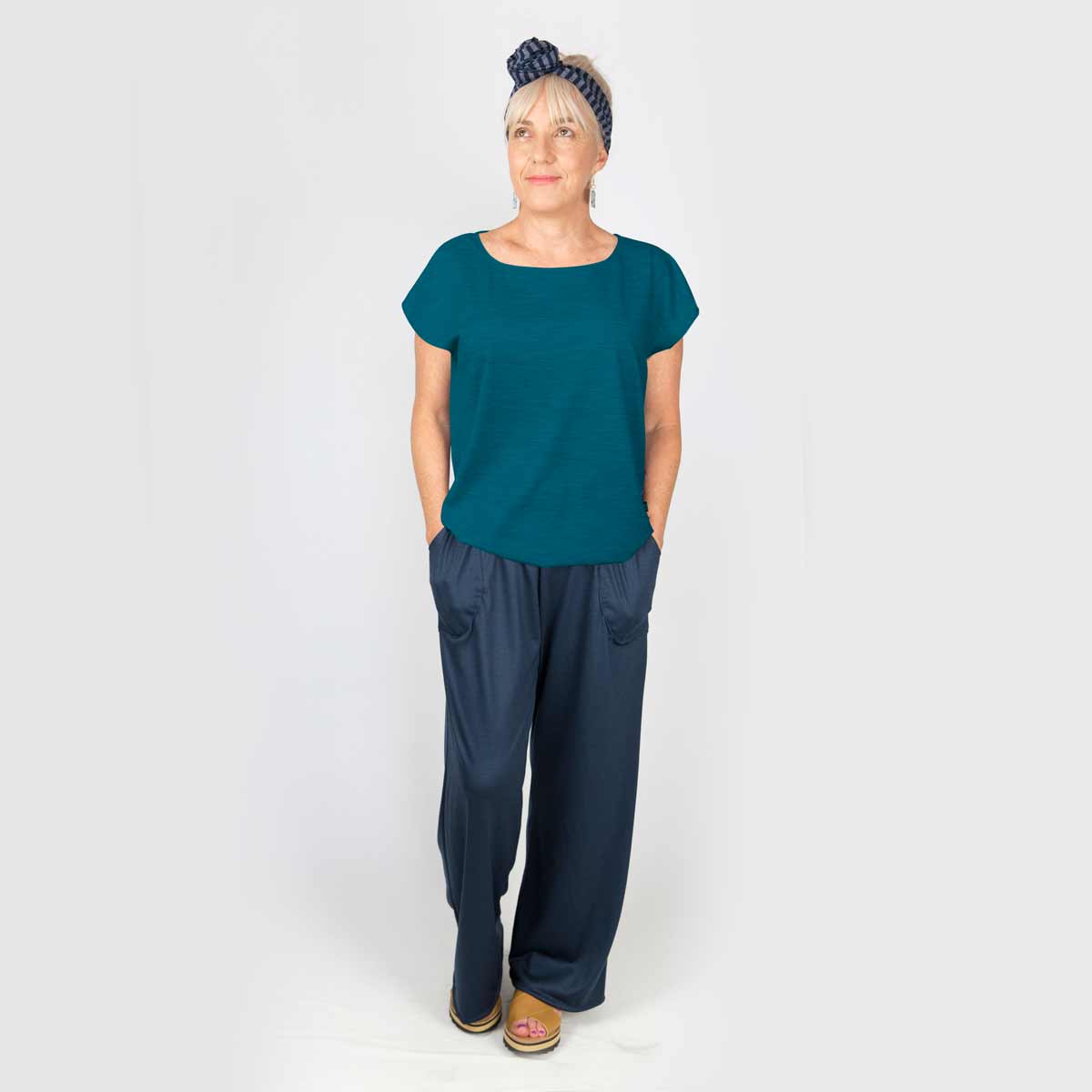Merino Cap Sleeve Top Dark Teal