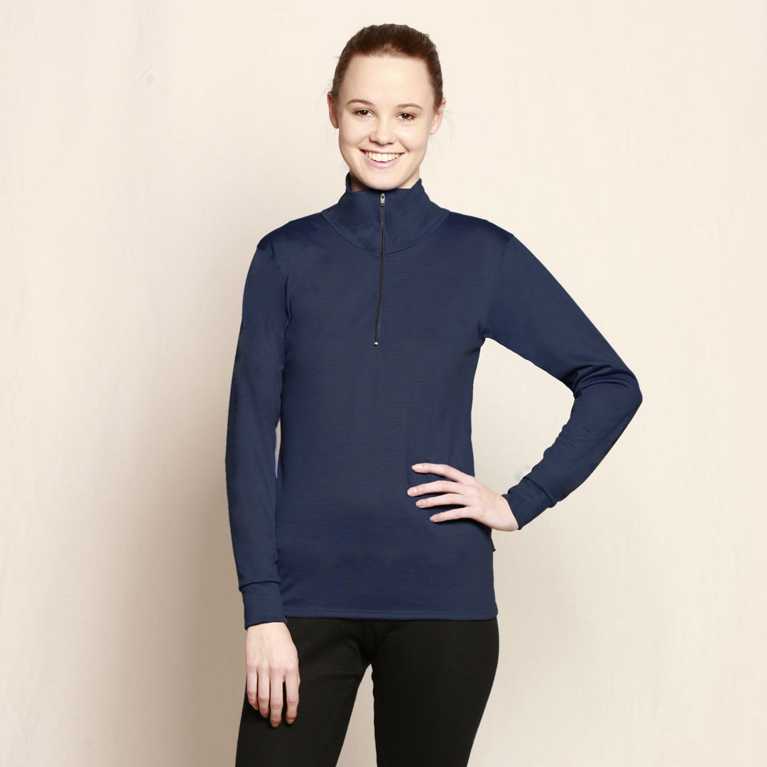 Merino Zip Top Navy