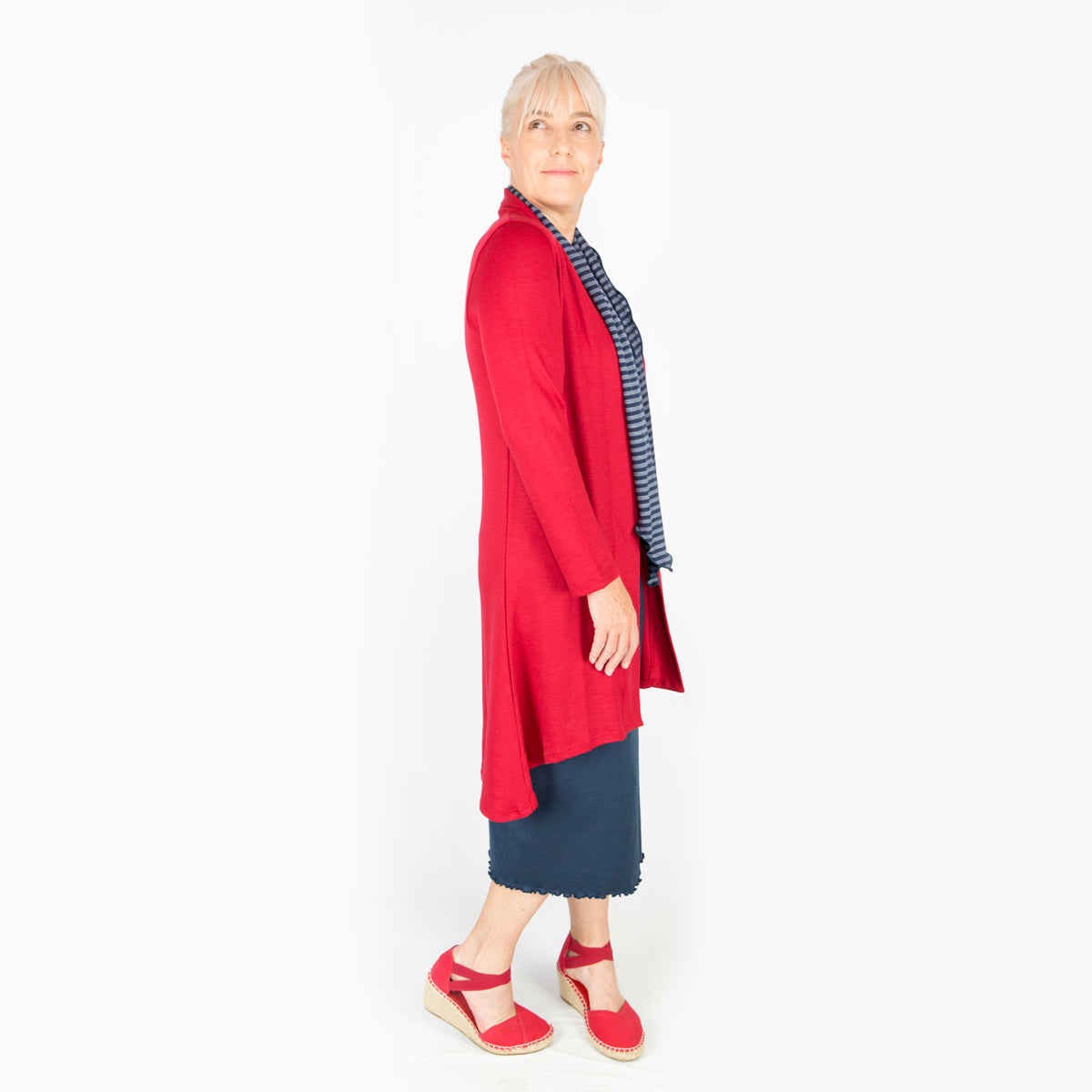 Merino Long Swing Jacket red