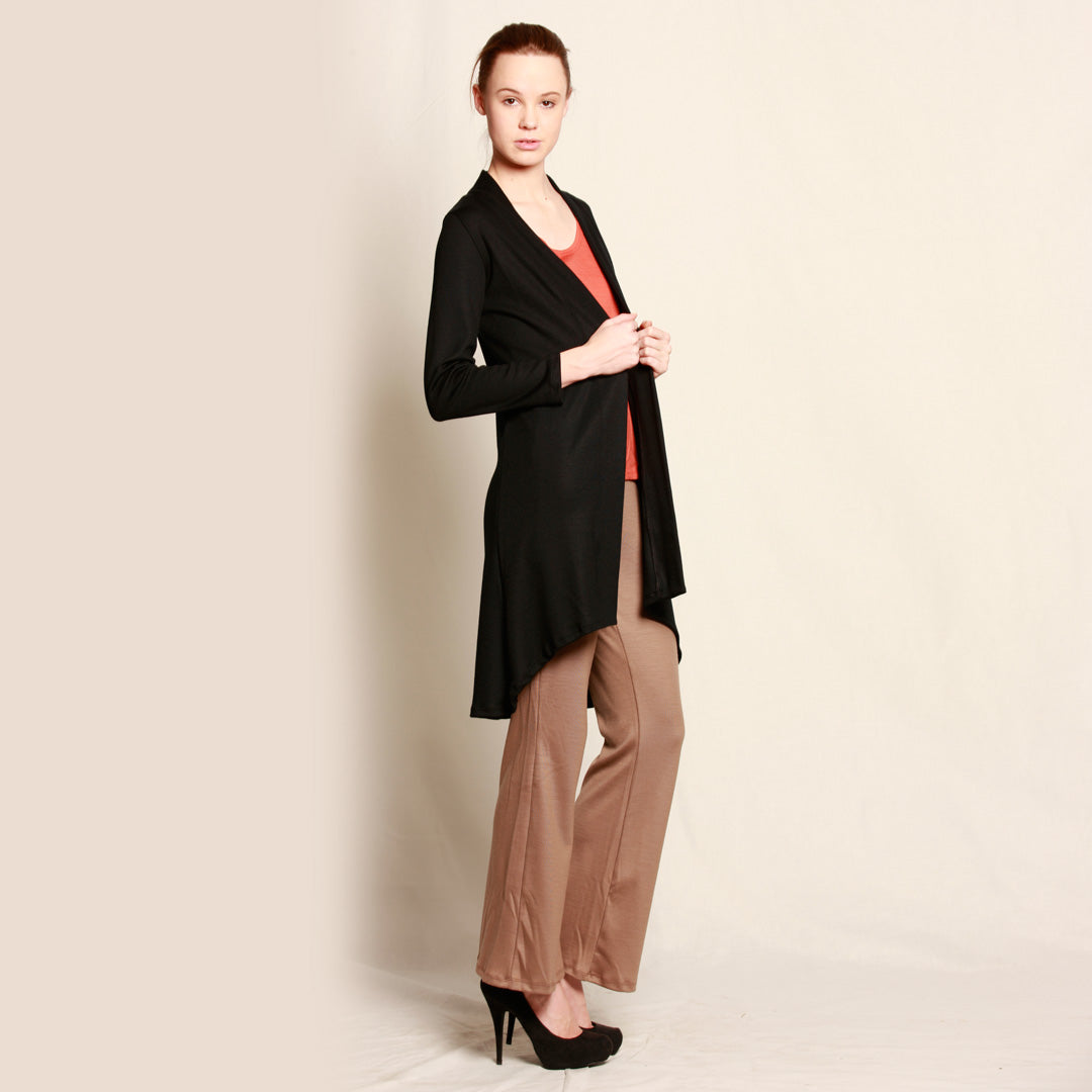 Merino Long Swing Jacket Black