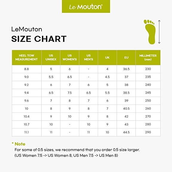 Merino Shoe Sizing Chart