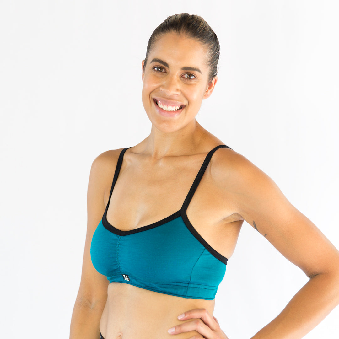 100% Merino Crop Top Bra Teal