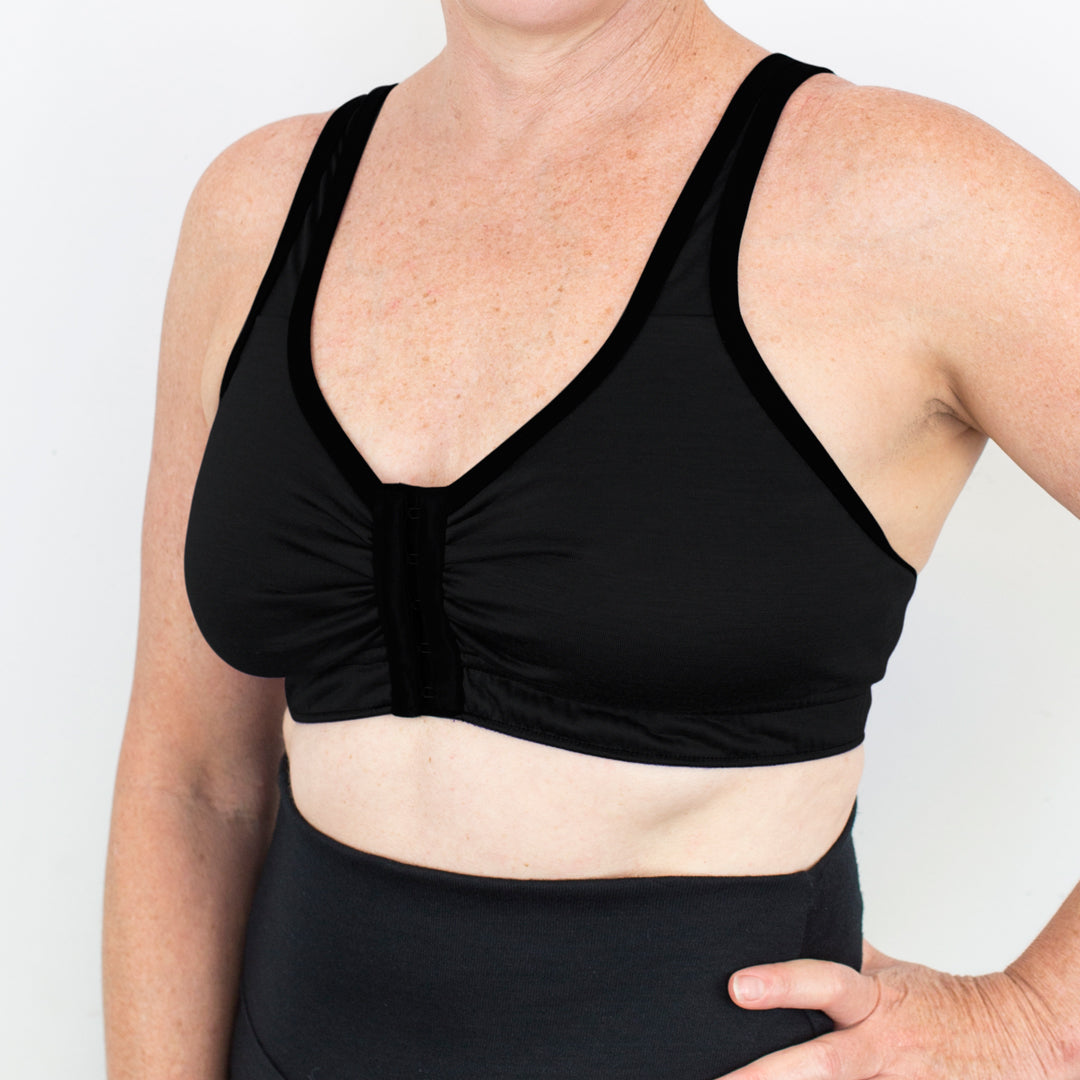 Merino Front Opening Bra Black