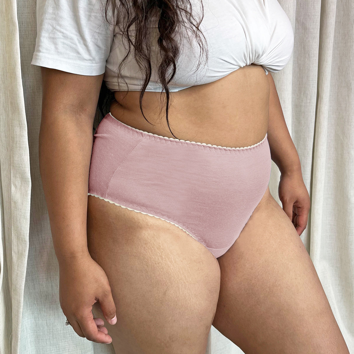 100% Merino Underwear Full Brief Dusty Pink