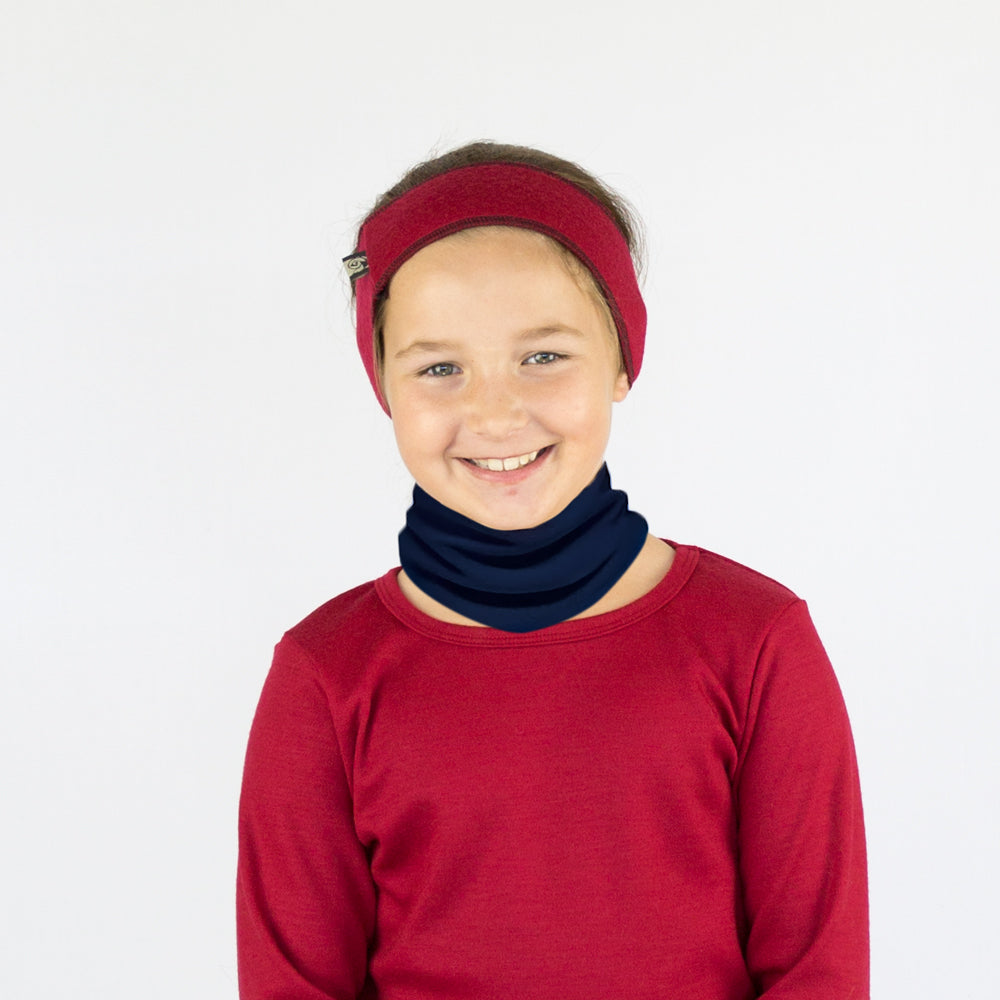 Kids Merino Neck Gaitor navy