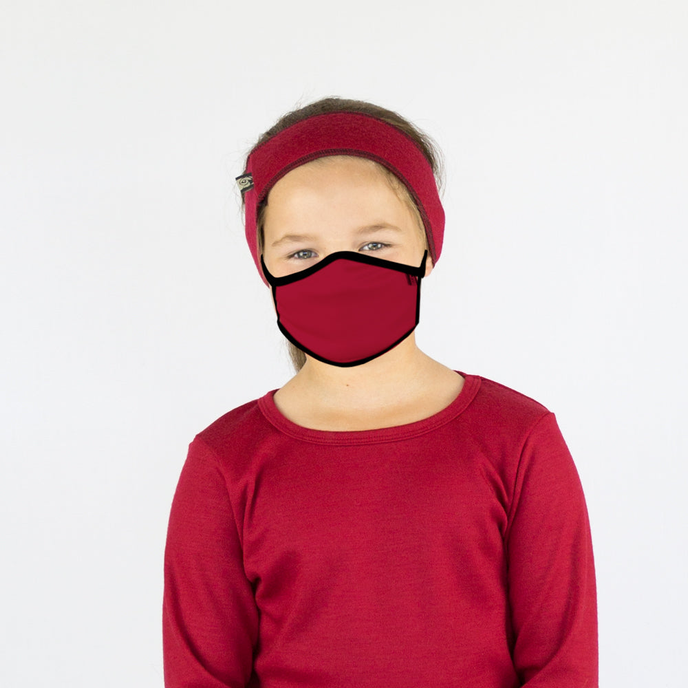 Kids Merino Face Mask Red