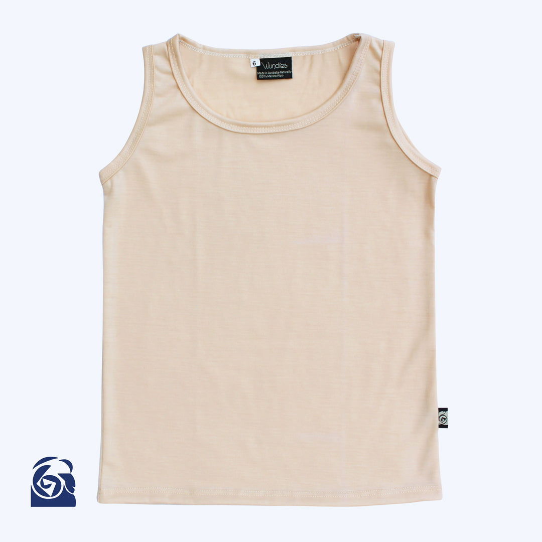 Kids Merino Singlet - Latte beige
