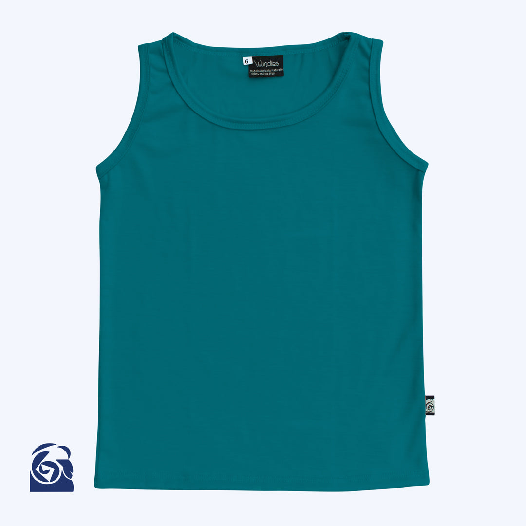 Kids Merino Singlet - Teal
