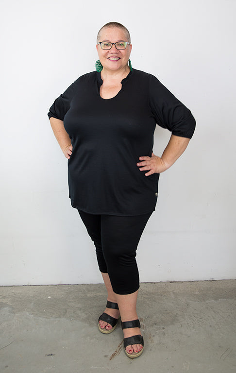 Womens Merino Tunic Top Black
