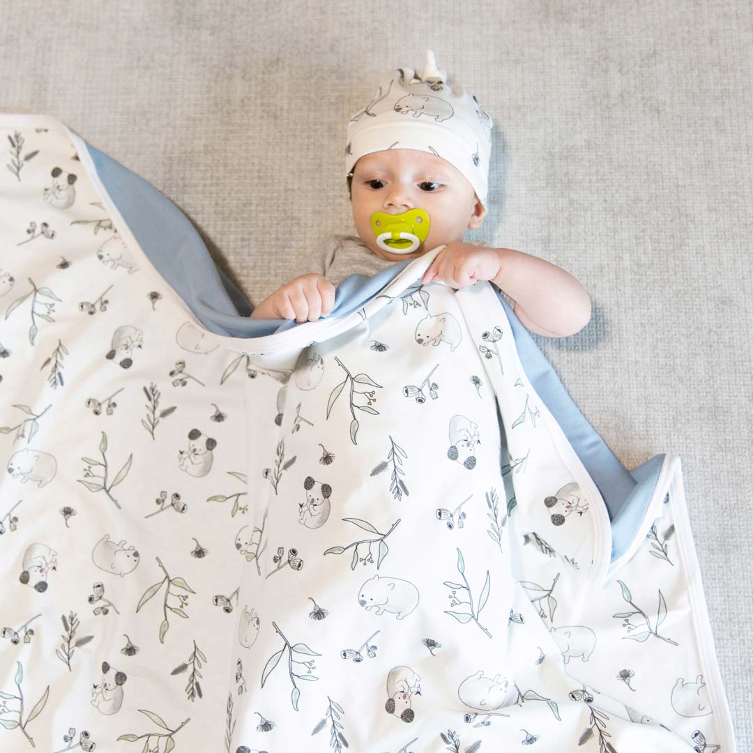 Organic Merino and Cotton Baby Blanket - Australiana