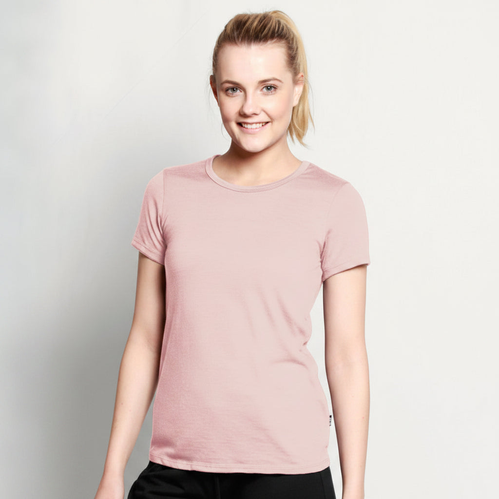 Women's Crew Neck Merino T-shirt Dusty Pink