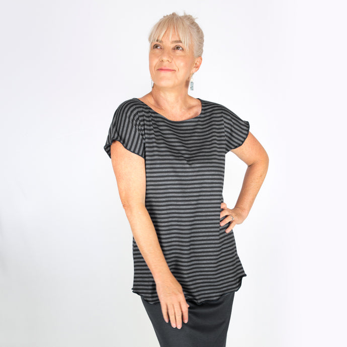 Stripe Cap Sleeve Merino T-shirt