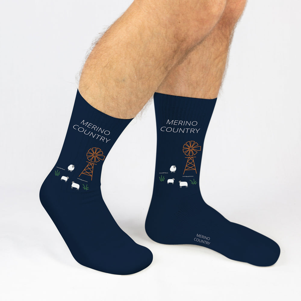 Merino Country Socks with Sheep and Windmill | Merino Blend Socks