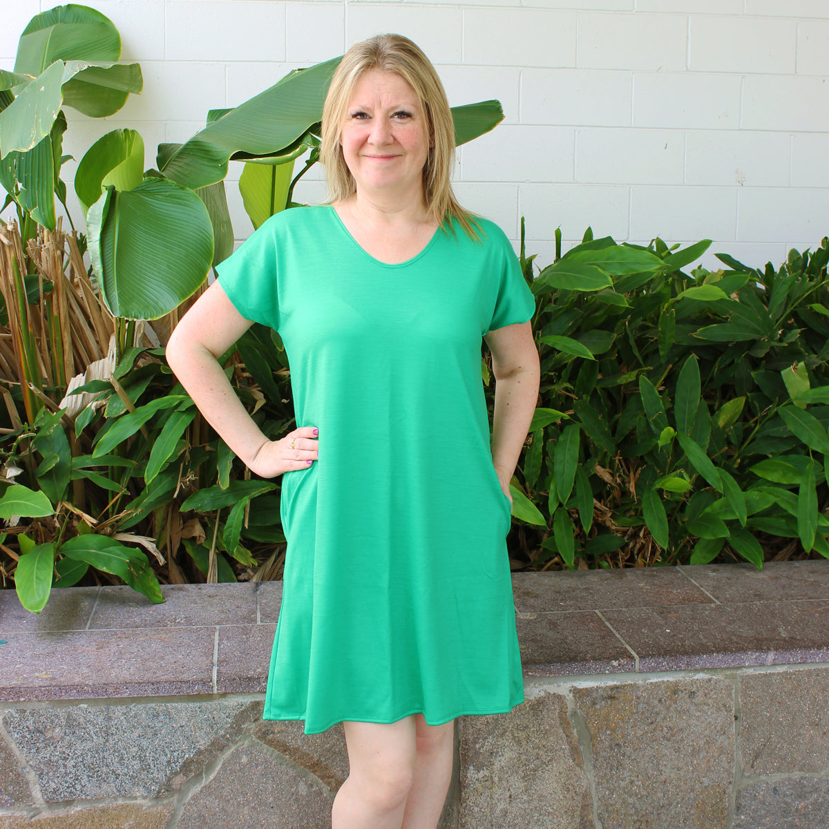 Merino T-shirt Dress in Green