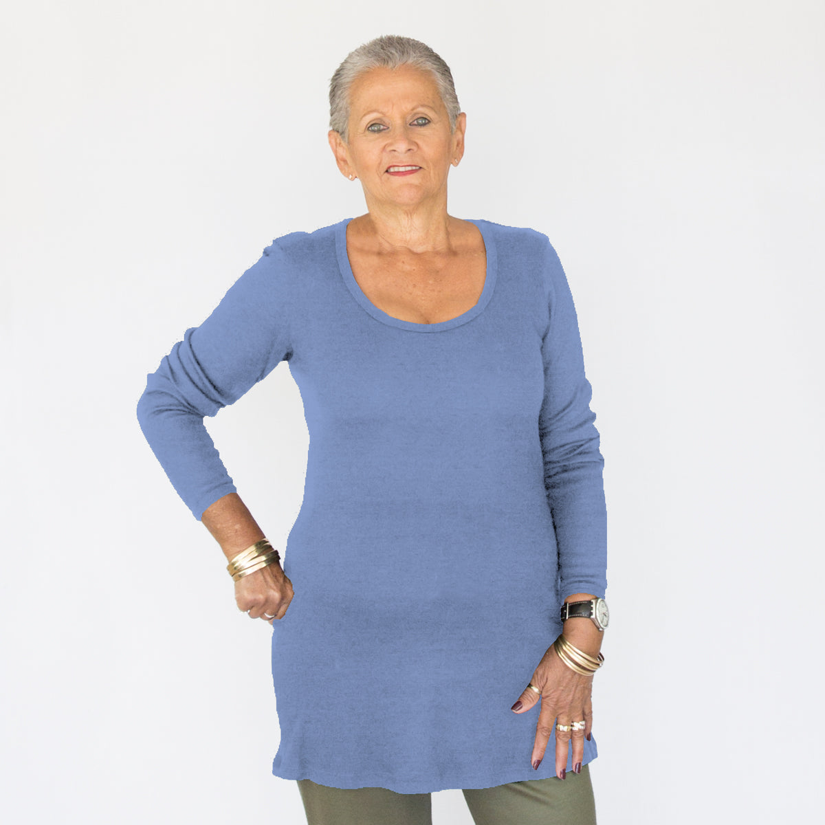 Merino Tunic Top in Jacaranda Blue