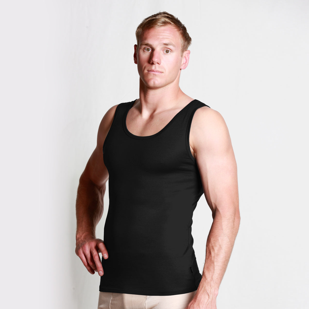 Mens Merino Singlet Black