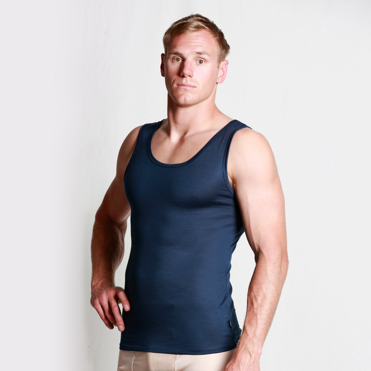 Mens Merino Singlet Navy