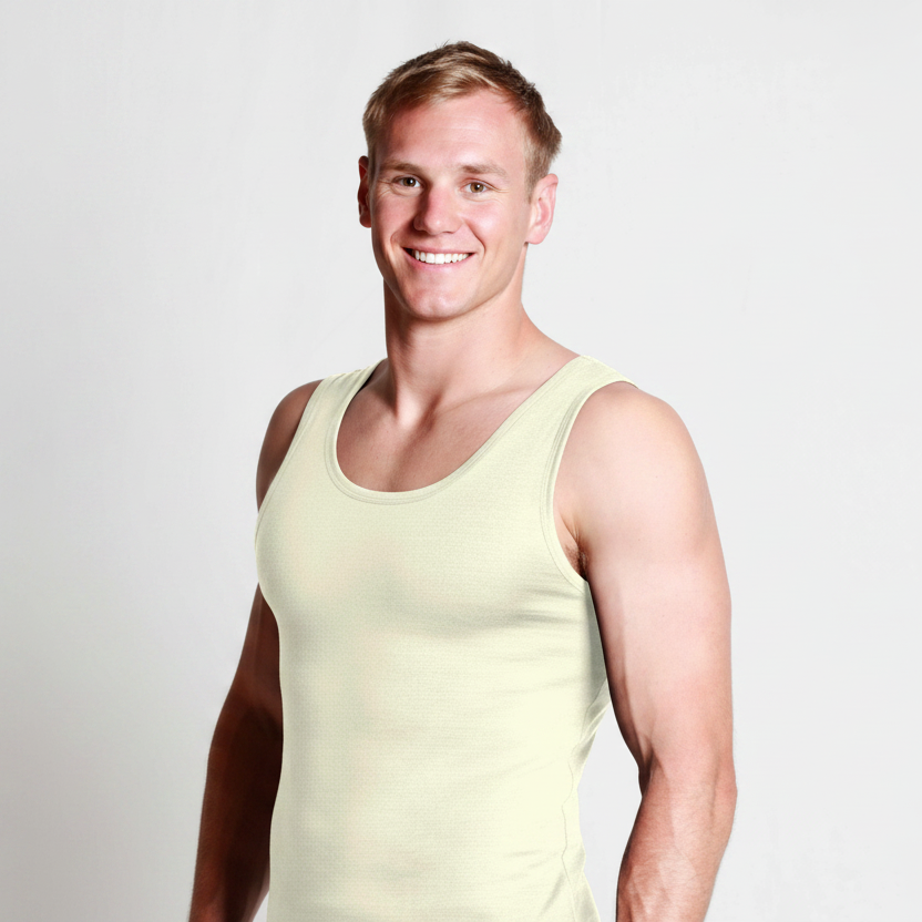 #806 Undyed Mens Merino Singlet